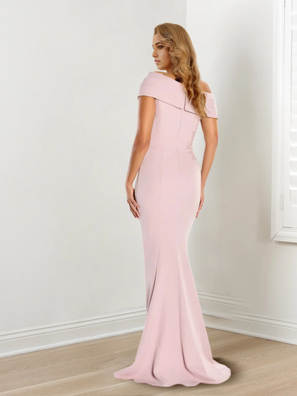 Plus Size Mermaid One-Shoulder Long Sleeves Mother of the Bride Dresses With Lace
