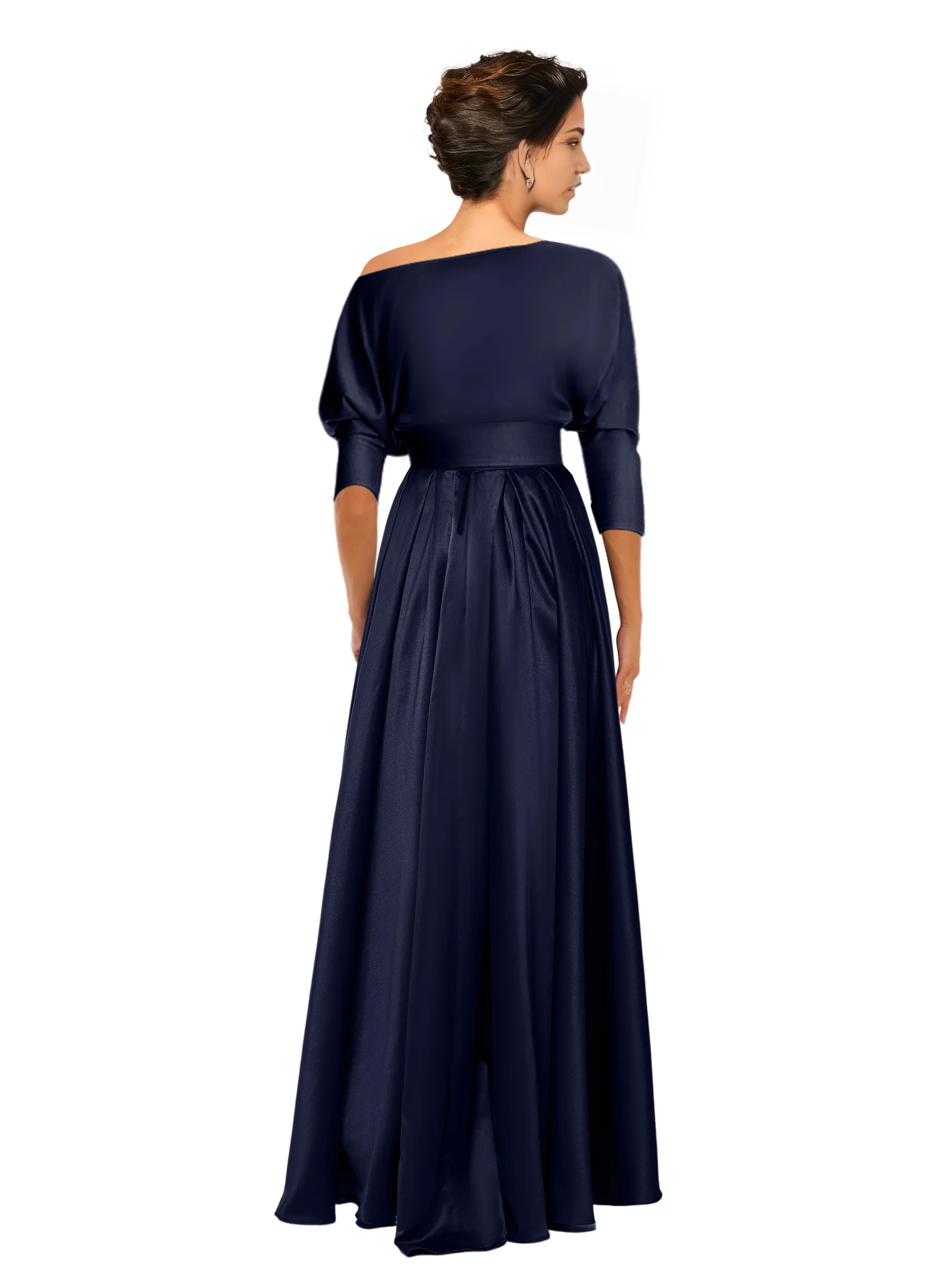A-Line Princess One-Shoulder 3/4 Sleeves Asymmetrical Mother of the Bride Dresses