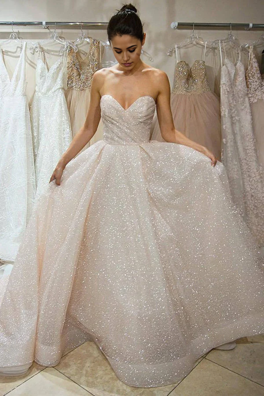 A-line Sweetheart Court Sleeveless Ball Gwon Bride Dresses Wedding Dresses