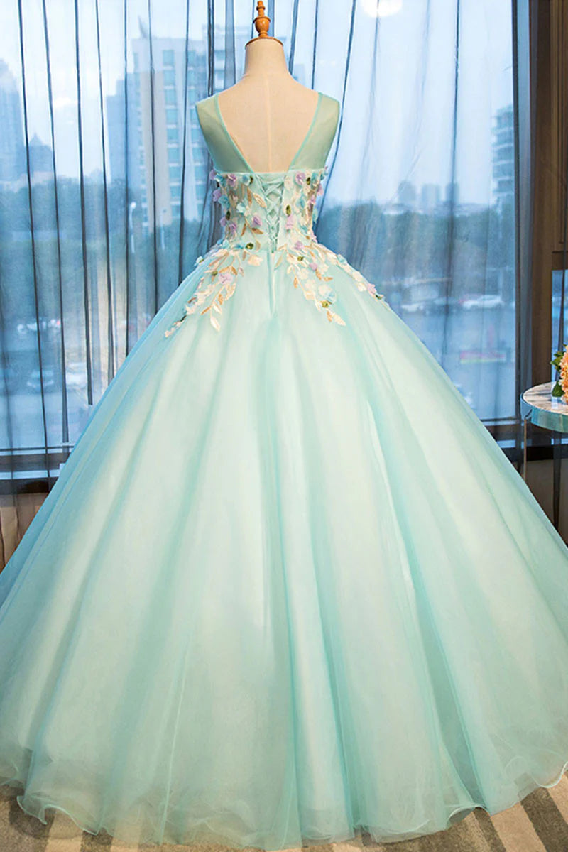 Vestido de fiesta largo con cuello redondo