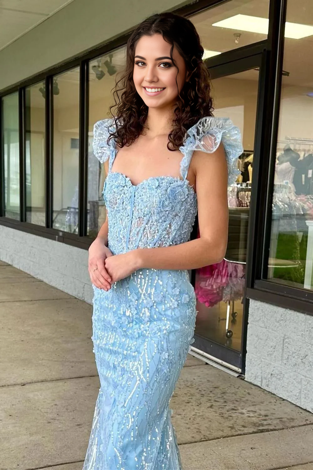 Mermaid Gorgeous Sweetheart Red Corset Prom Dress with Appliques