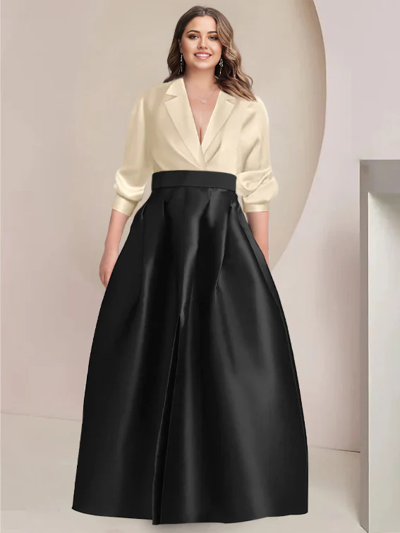 A-Line Princess V-Neck Long Sleeves Mother Of The Bride Dresses With Pockets