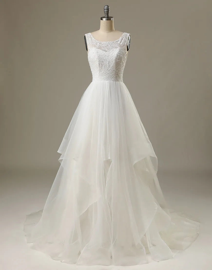 Soft Tulle Wedding Dress with Tiered Skirt