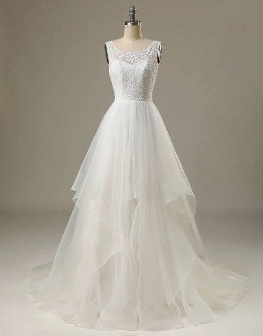 Soft Tulle Wedding Dress with Tiered Skirt