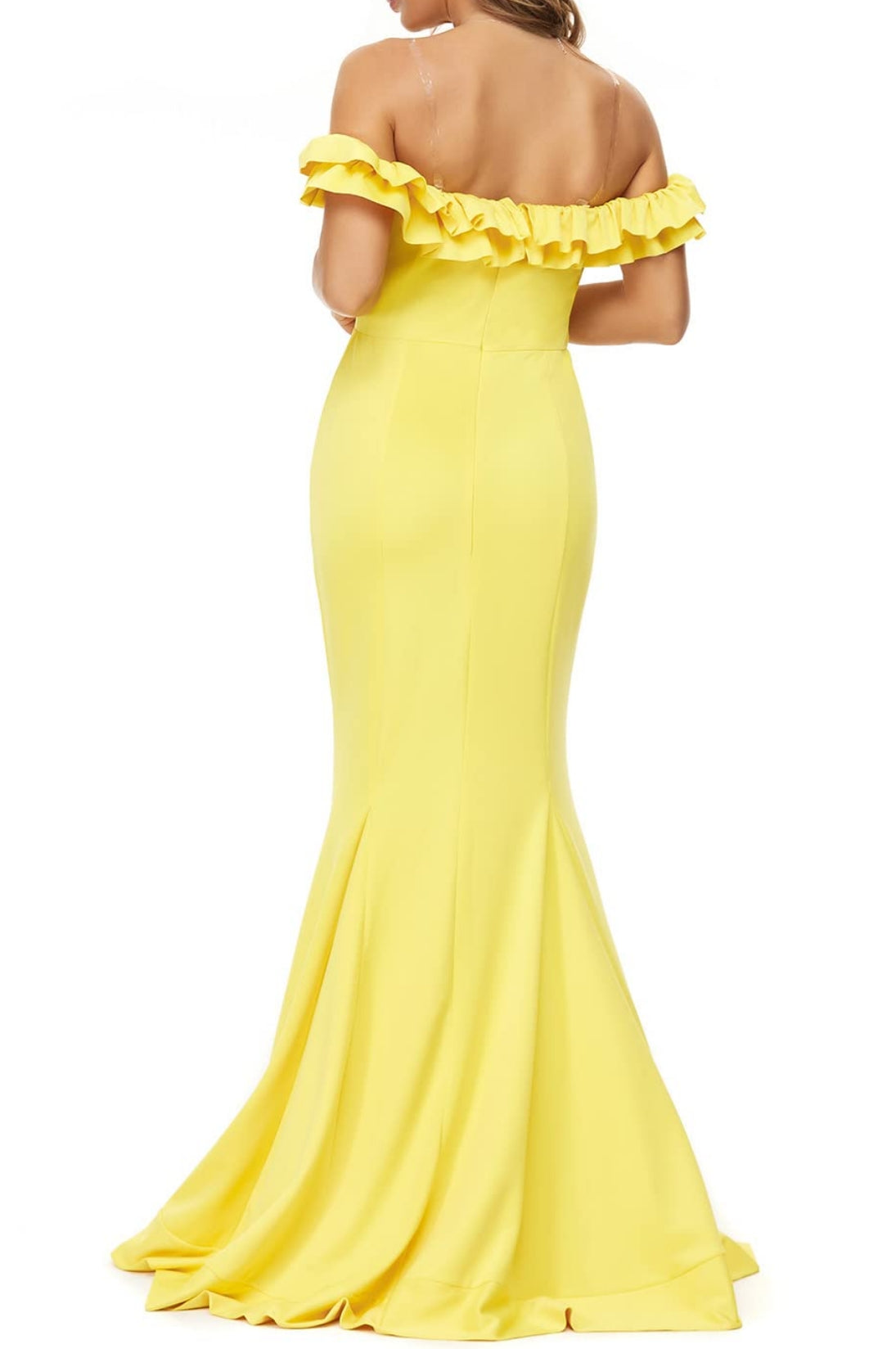 Mermaid Off Shoulder Ruffles Selvedge Floor-Length Bodycon formal dresses evening gown Prom Dress