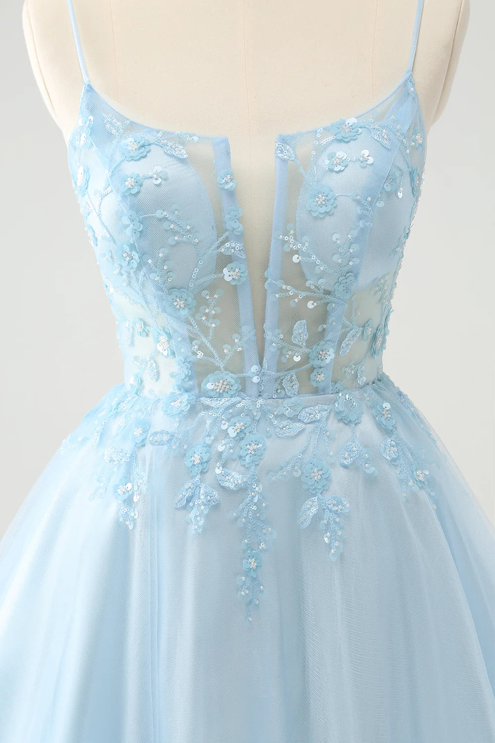 A Line Cute Glitter Beaded Corset Tulle Homecoming Dress with Appliques