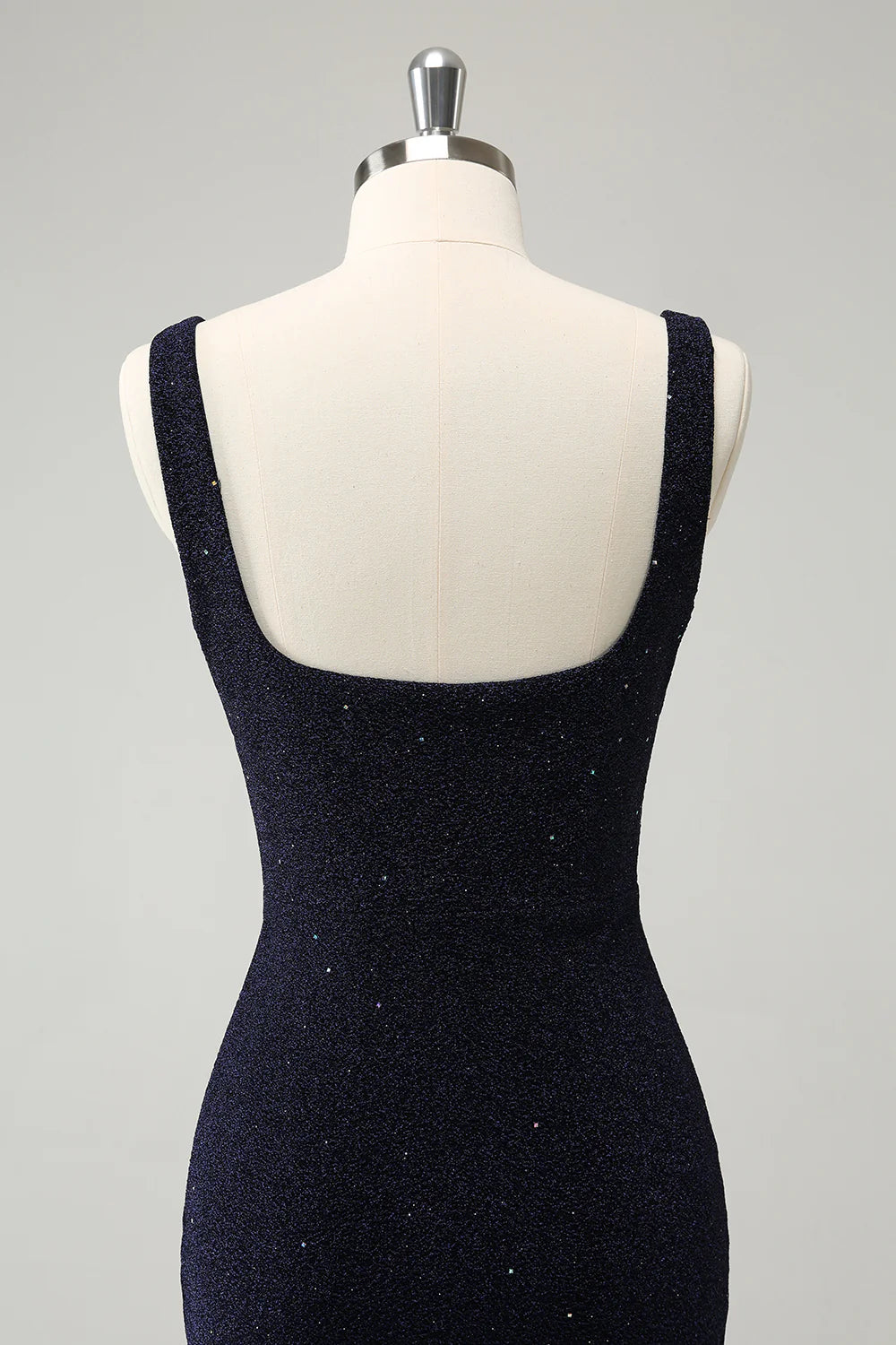 Sparkly Square Neck Bodycon Mini Homecoming Dress With Slit