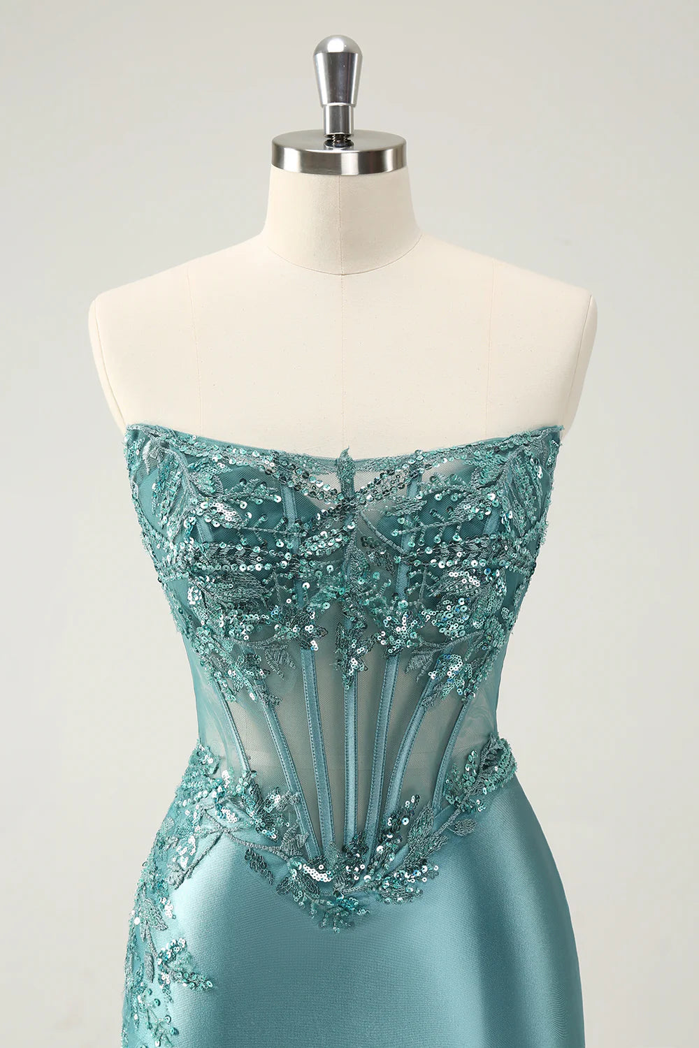 Glitter Tight Strapless Corset Short Homecoming Dress with Appliques