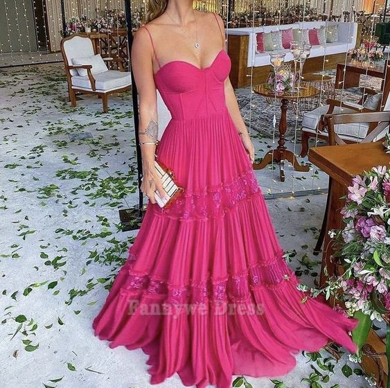 A-line Sweetheart Spaghetti Straps long formal dresses Bridesmaid Dresses evening gown Prom Dress