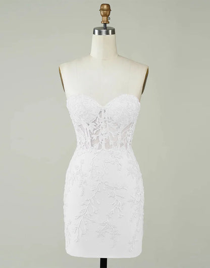 Strapless Corset Back Tight Homecoming Dress