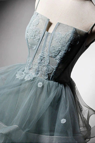 Tulle lace long prom dress