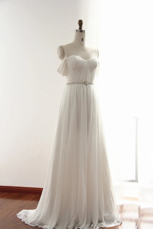 sweetheart neck chiffon long prom dress