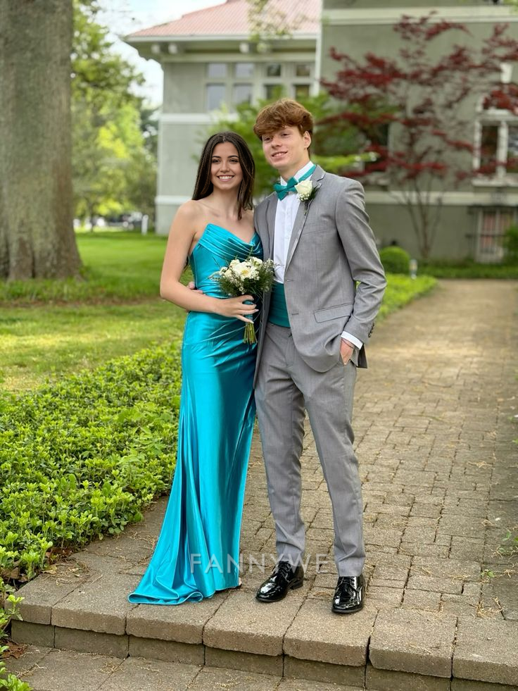 Sheath Scoop Neck Satin Turquoise Long formal dresses Bridesmaid Dresses evening gown Prom Dress