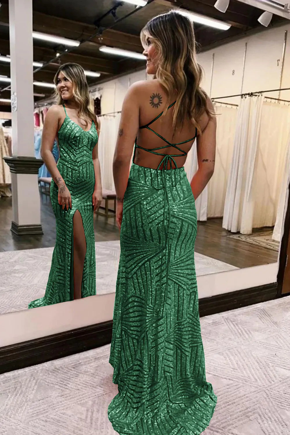 Sparkly Sequin Long Glitter Split Prom Dress