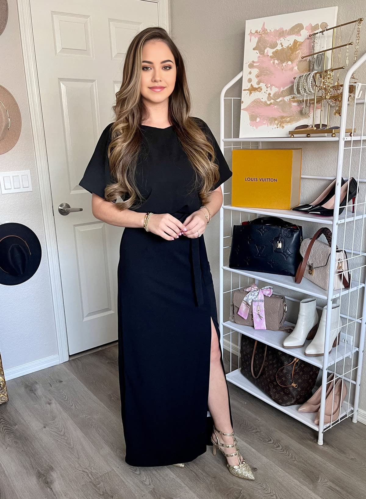 Elegant Waist Belted High Slit formal dresses Bridesmaid Dresses evening gown Prom Dress