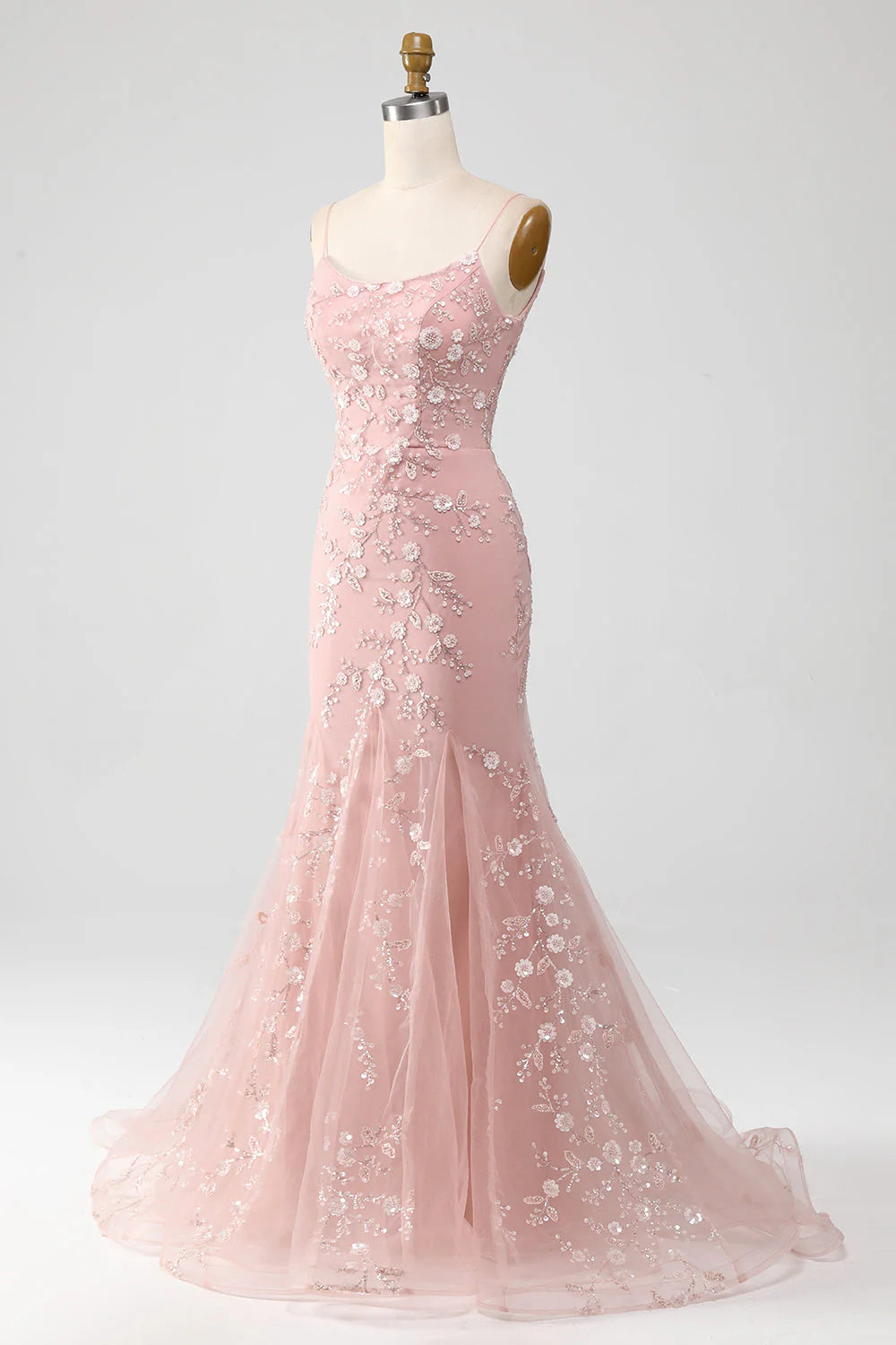 Vestido de fiesta con apliques y tirantes finos Mermiad