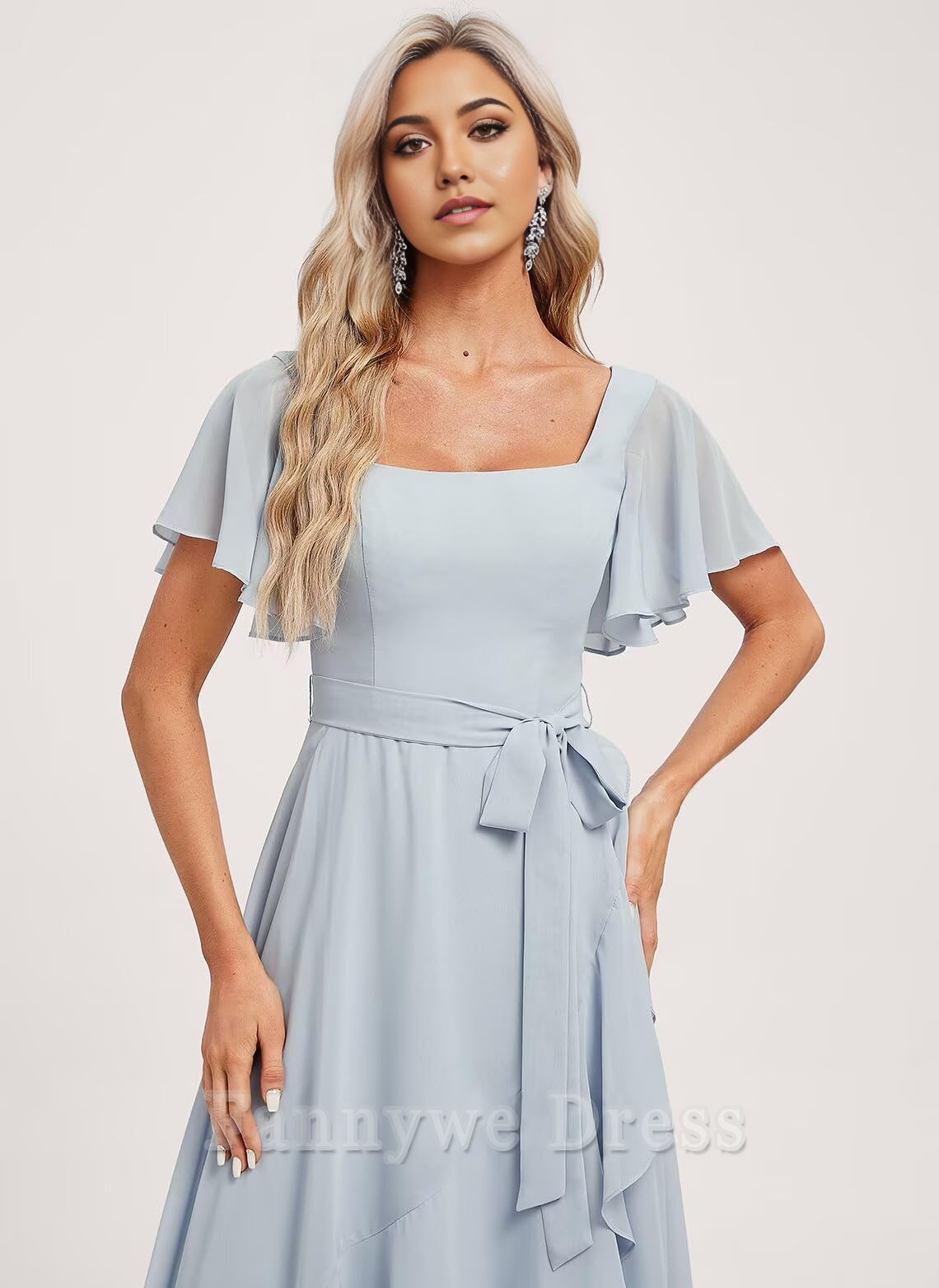 A-Linie Square Neck Chiffon Abendkleider Brautjungfernkleider Abendkleid Ballkleid 