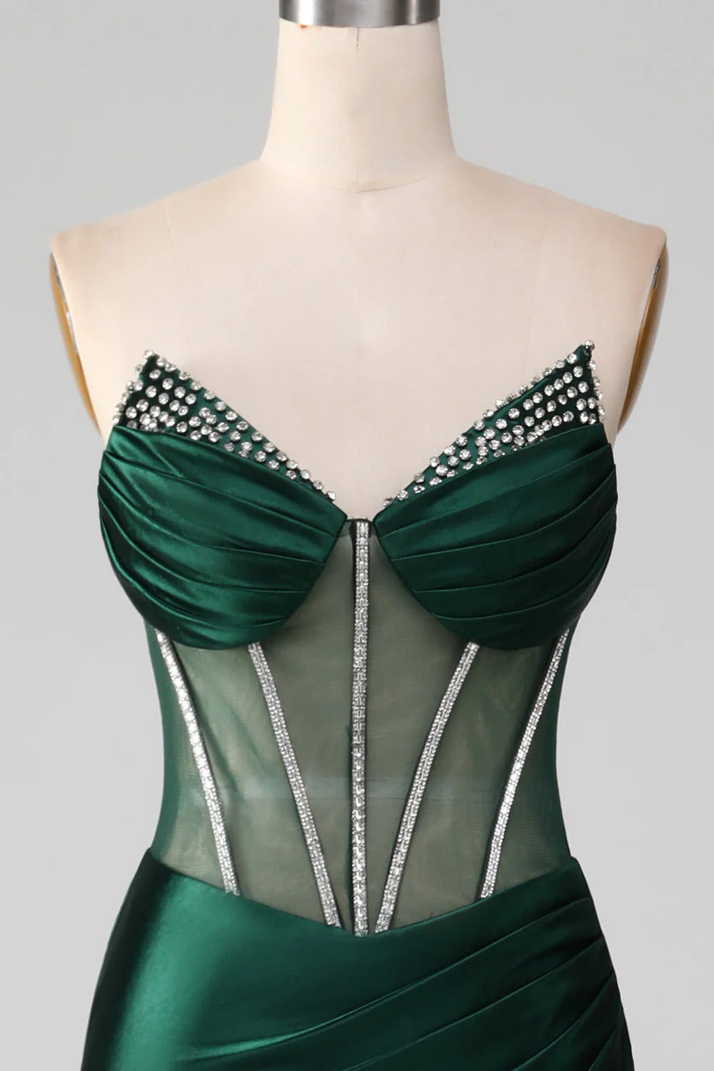 Vestido de fiesta de sirena con escote en forma de corazón y corsé con abertura frontal