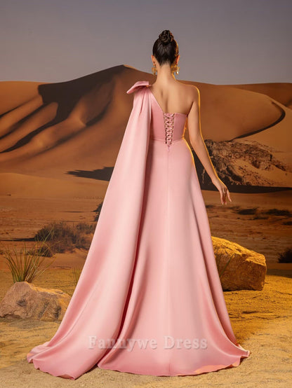 A-line Elegant One Shoulder Satin Strapless formal dresses Bridesmaid Dresses evening gown Prom Dress