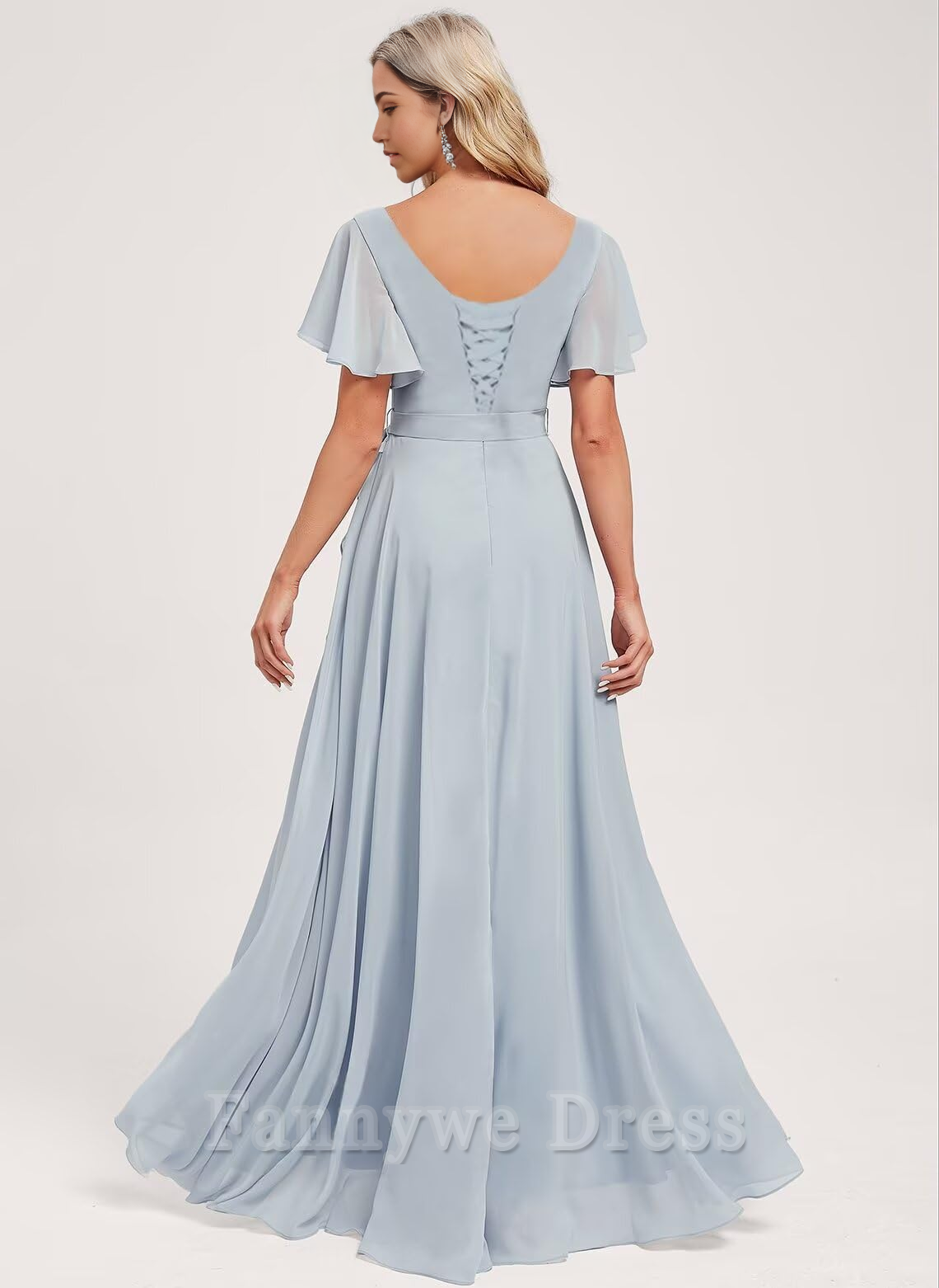 A-Linie Square Neck Chiffon Abendkleider Brautjungfernkleider Abendkleid Ballkleid 