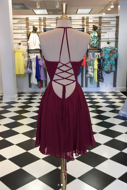 Simple chiffon short prom dress