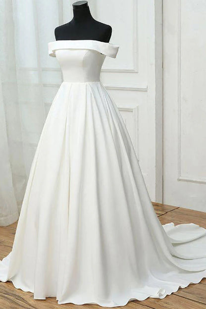 Simple satin long prom dress