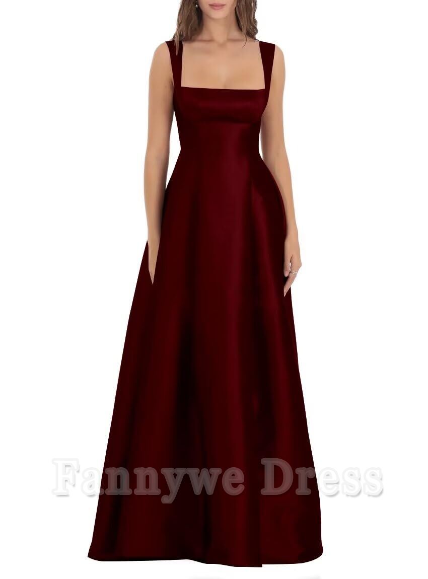 A Line Spaghetti Straps Satin formal dresses Bridesmaid Dresses evening gown Prom Dress Bow Bodycon