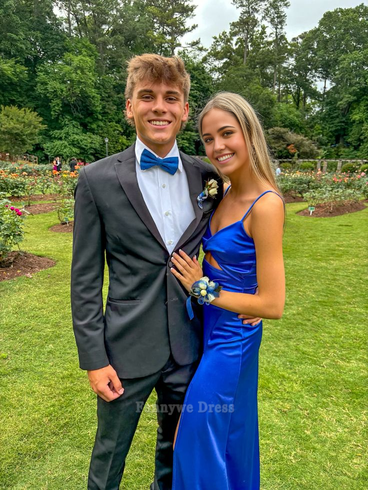 Sheath Spaghetti Straps Satin Royal Blue Long formal dresses Bridesmaid Dresses evening gown Prom Dress