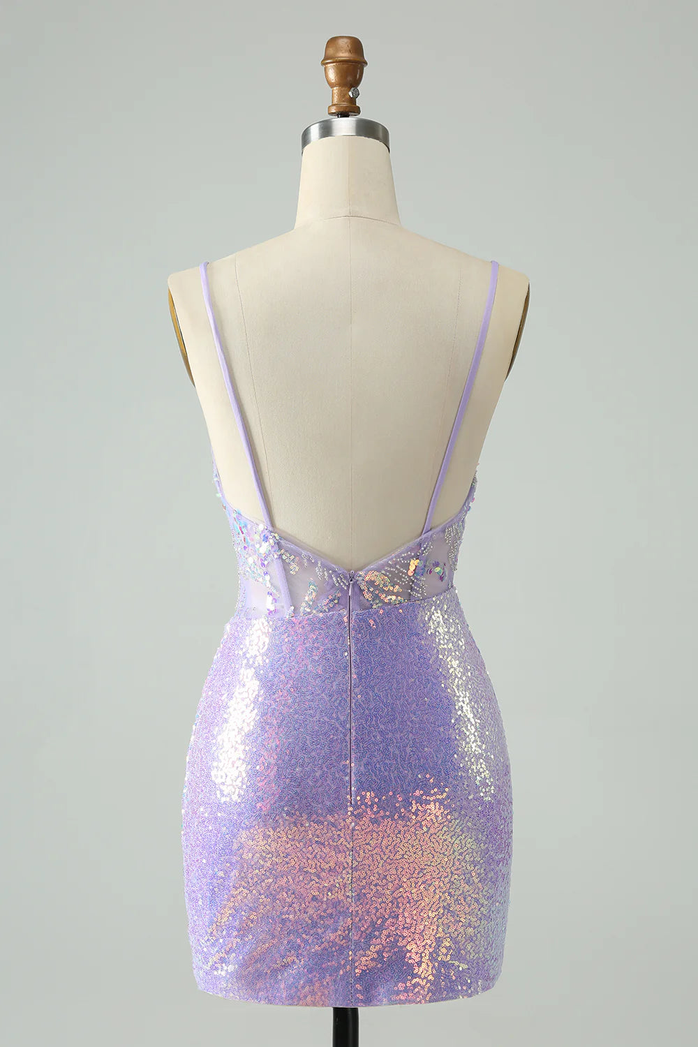 Glitter Tight Spaghetti Straps Short Homecoming Dress with Sequins