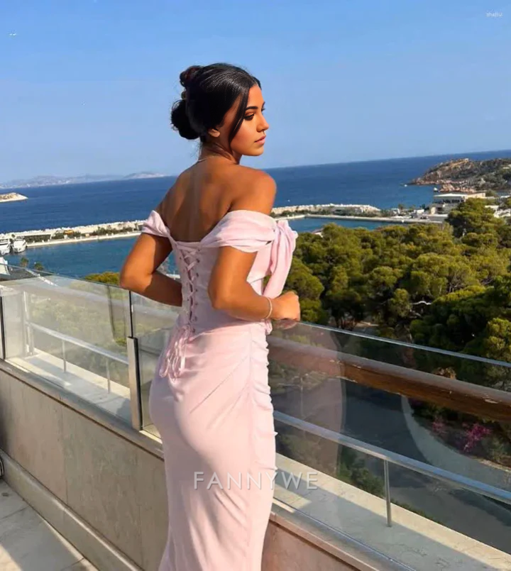 Mermaid Elegant Off Shoulder Pink Long formal dresses Bridesmaid Dresses evening gown Prom Dress