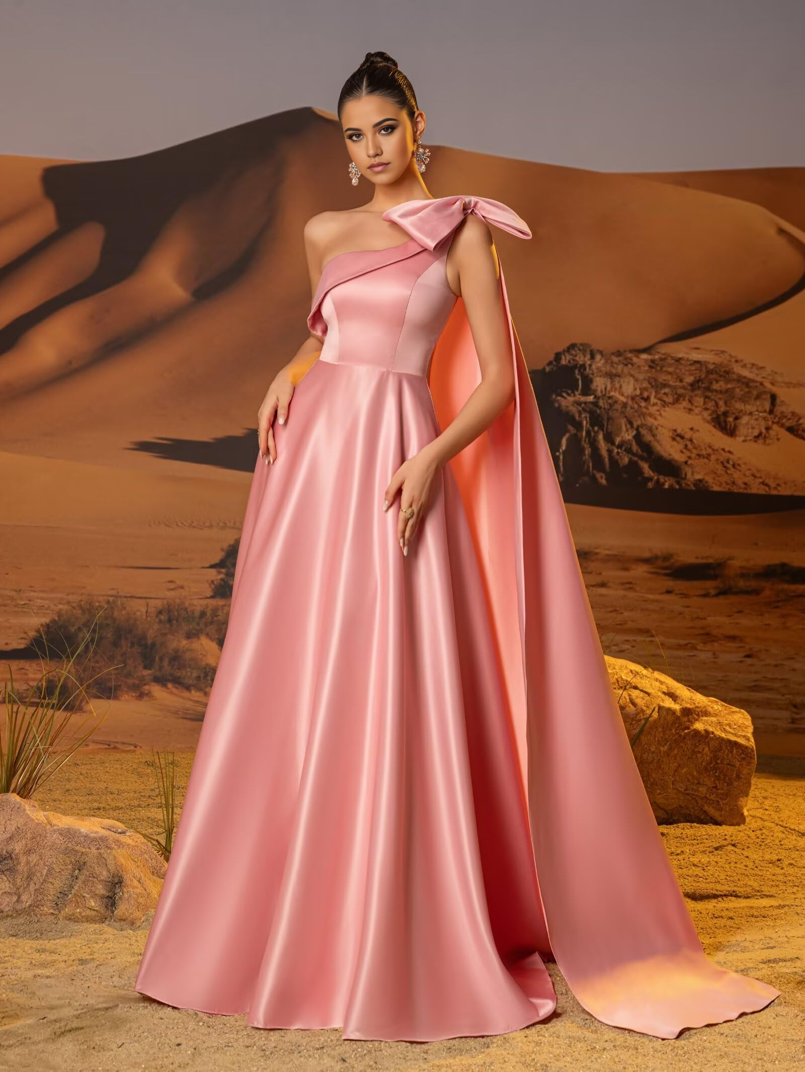 A-line Elegant One Shoulder Satin Strapless formal dresses Bridesmaid Dresses evening gown Prom Dress