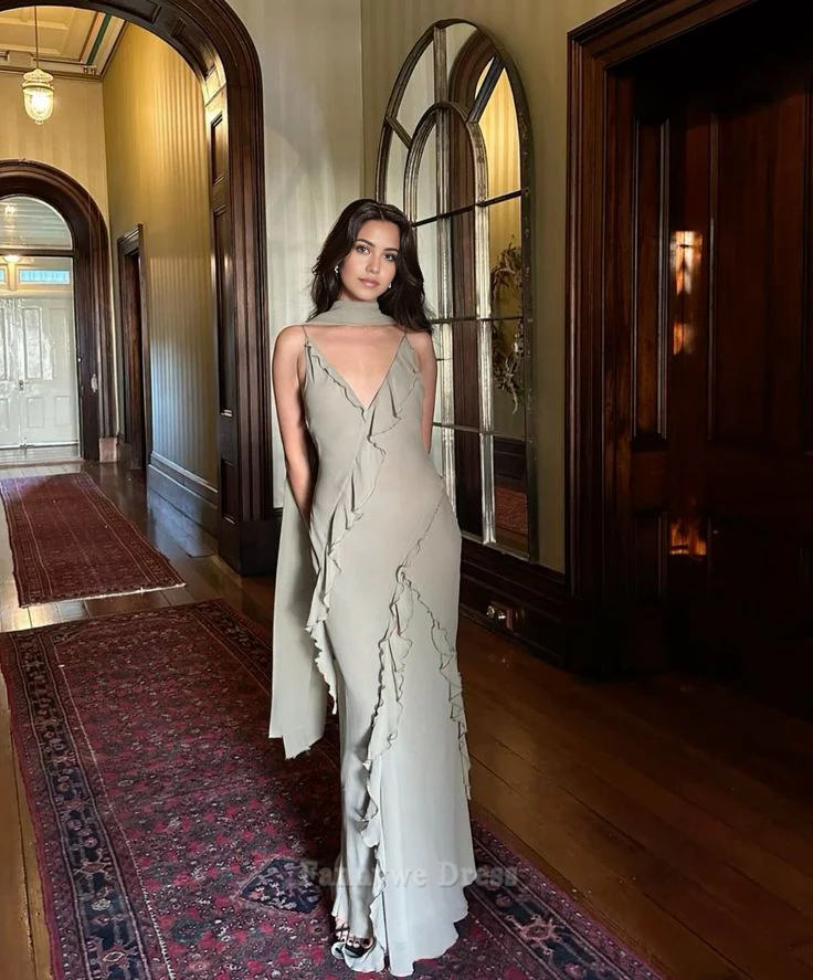 Mermaid Elegant V Neck Spaghetti Straps Long formal dresses Bridesmaid Dresses evening gown Prom Dress