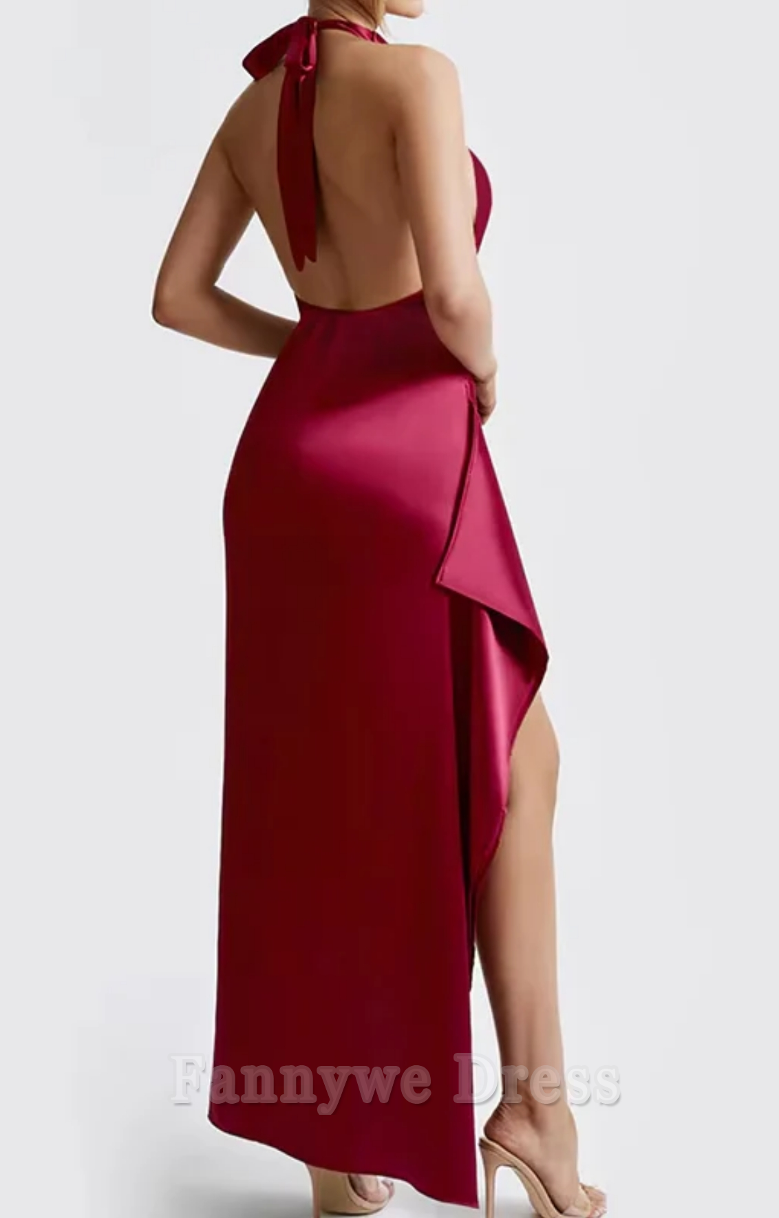 Elegant Halter Lace Up Backless Dress High Waist formal dresses Bridesmaid Dresses evening gown Prom Dress