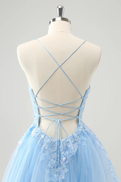 A Line Cute Glitter Sequins Short Homecoming Dress with Appliques