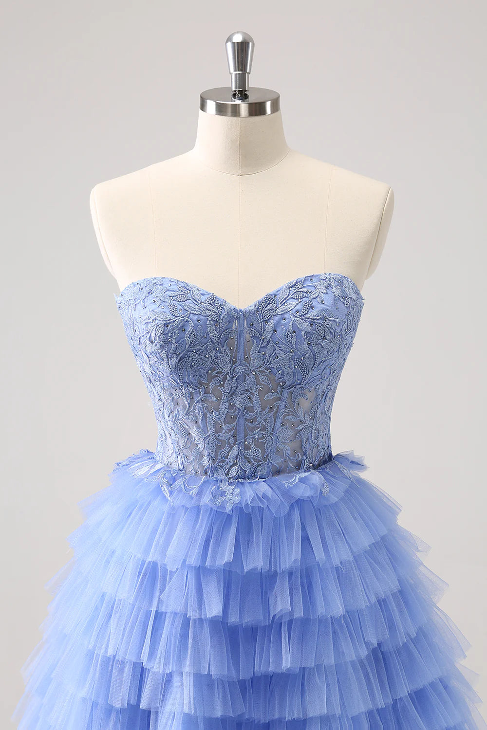 A-Line Sweetheart Corset Tulle Homecoming Dress with Lace
