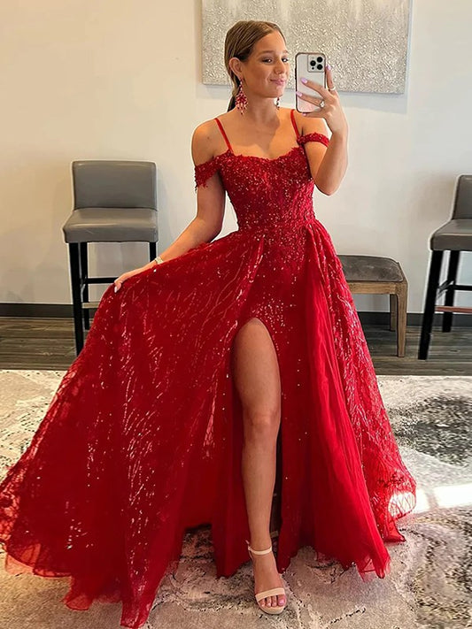 Vestidos de corte A/princesa con volantes, tirantes finos, sin mangas y cola larga