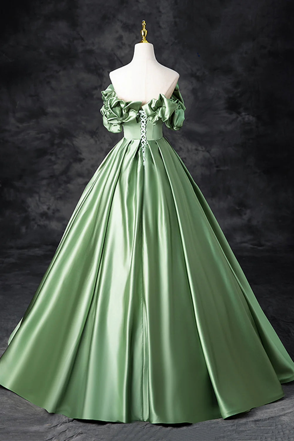 A-Line Off the Shoulder Formal Satin Long Evening Dress
