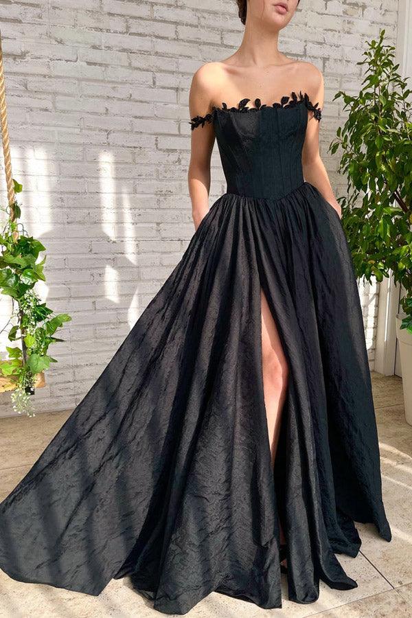 A Line Split Long Prom Evening Dress