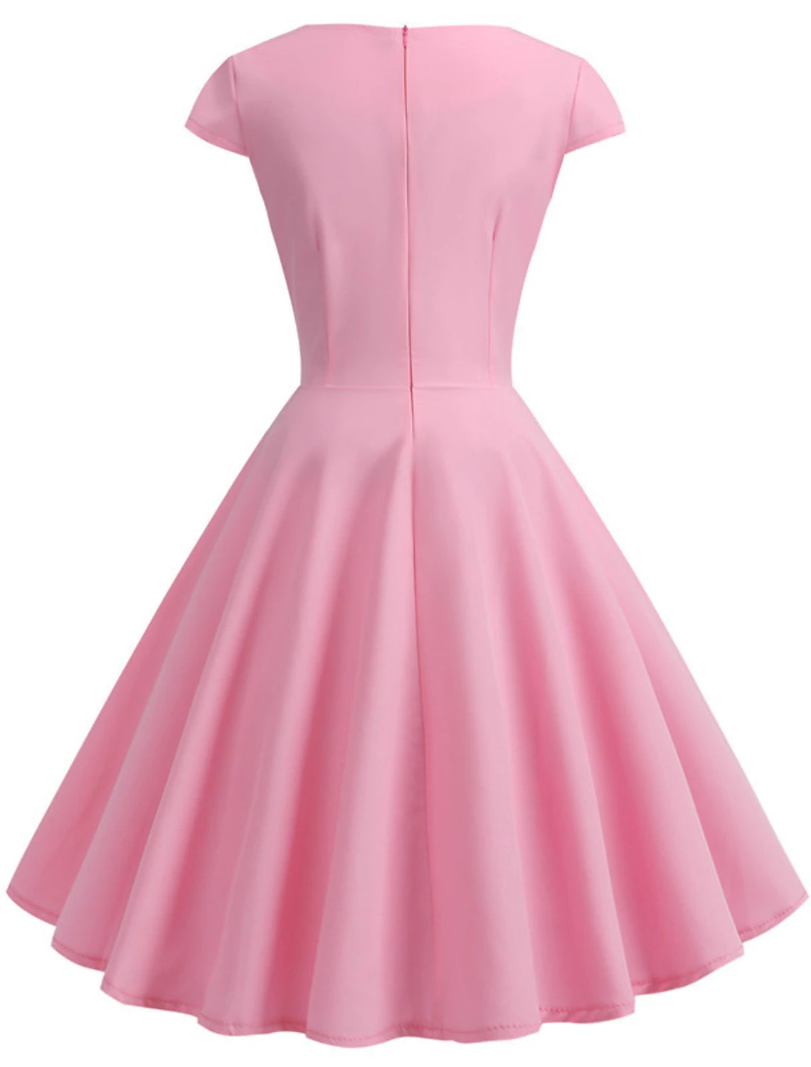 A-Line Party Dresses Vintage Dress Holiday Knee Length Short Sleeve V Neck Spandex with Pleats Print