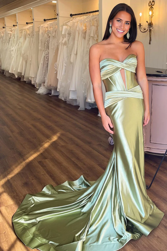 Mermaid Sweetheart Satin Long Prom Dress