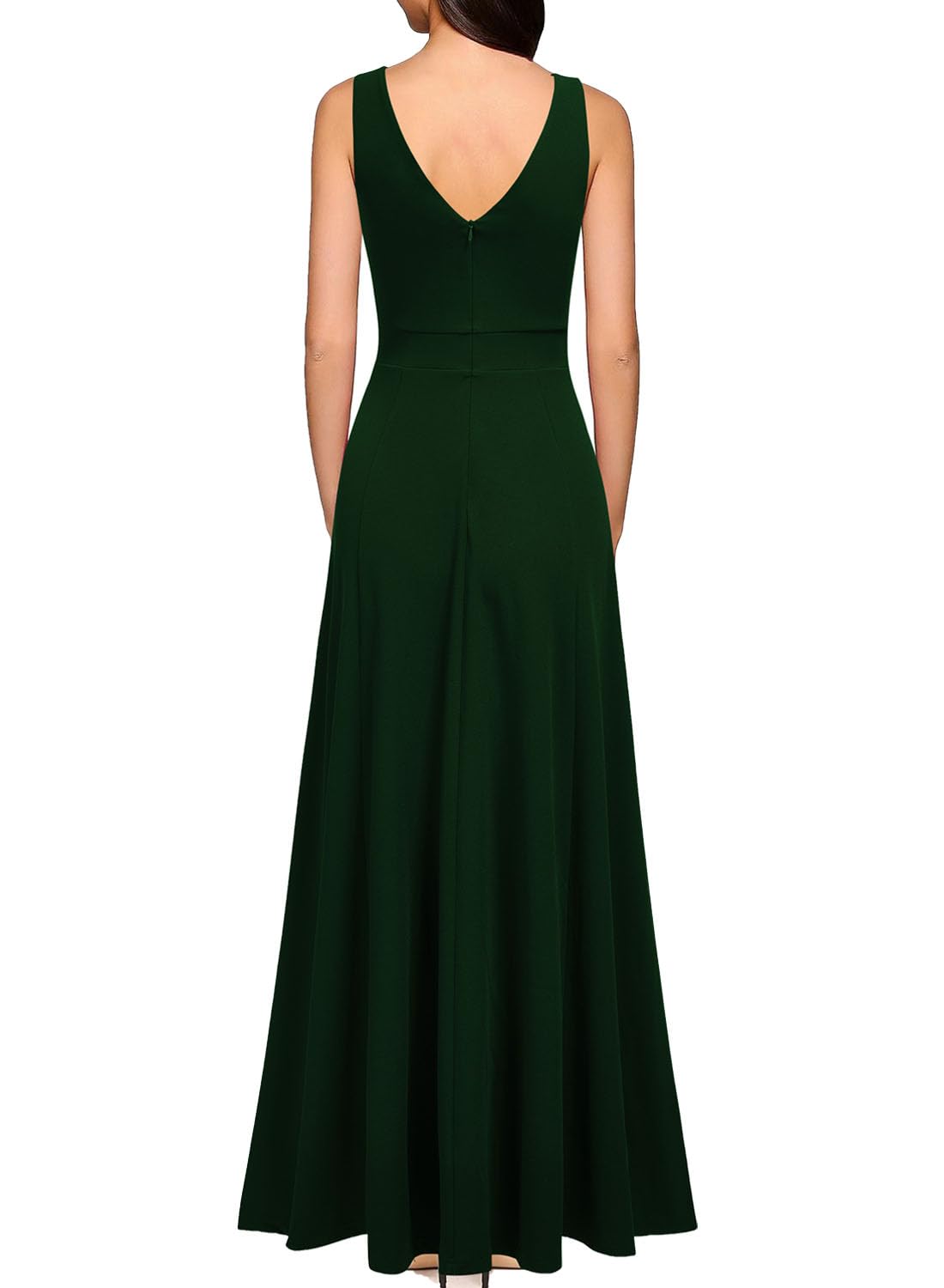 A-Line Sleeveless Deep V Neck evening gown formal dress Prom Dresses