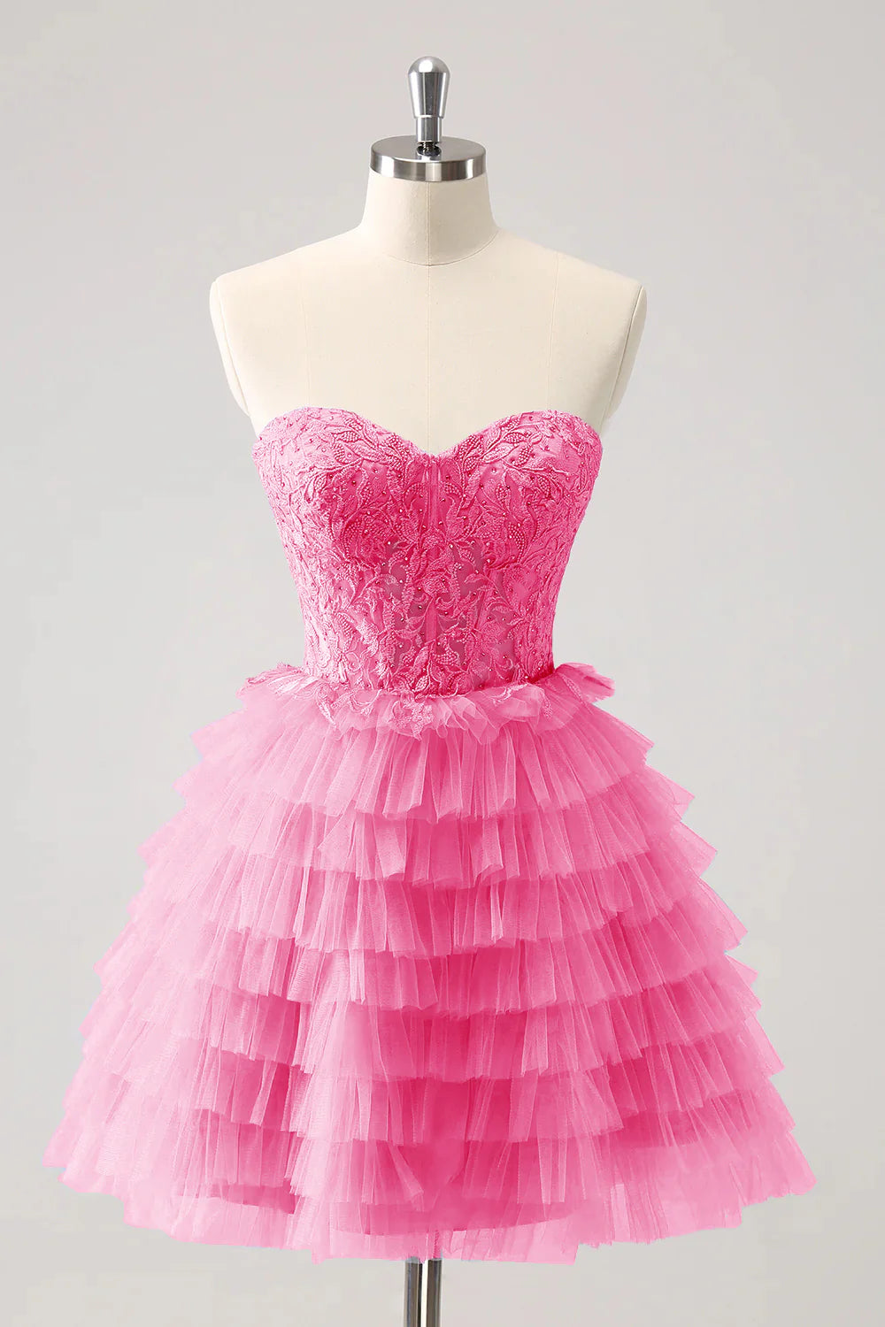 A-Line Sweetheart Corset Tulle Homecoming Dress with Lace