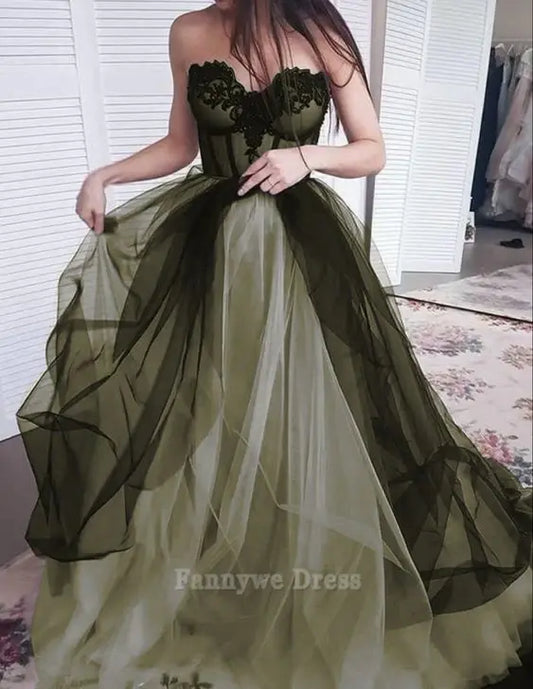 A-Linie Herzausschnitt Grün lange Abendkleider Brautjungfernkleider Abendkleid Ballkleid 