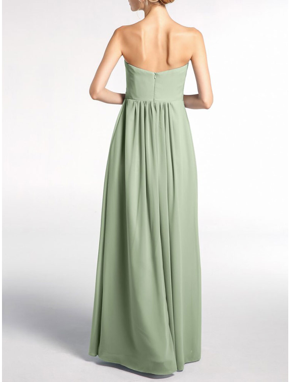 A-Line Bridesmaid Dress V Neck Sleeveless Elegant Floor Length Chiffon with Pleats / Ruching