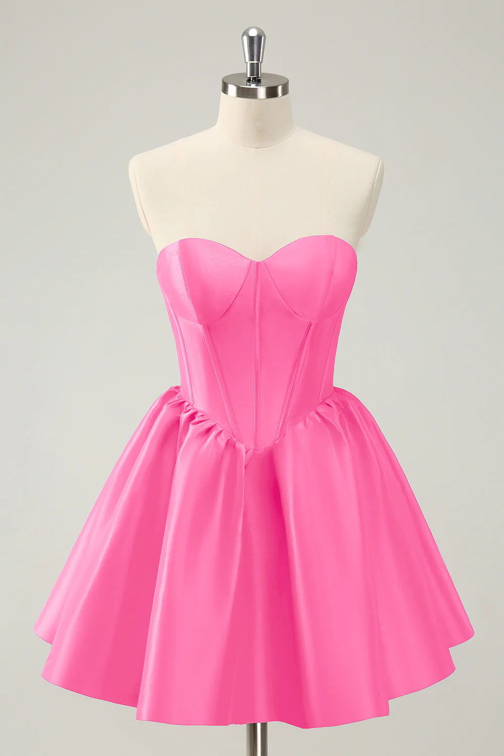 A Line Sweetheart Corset Satin Cute Homecoming Dress