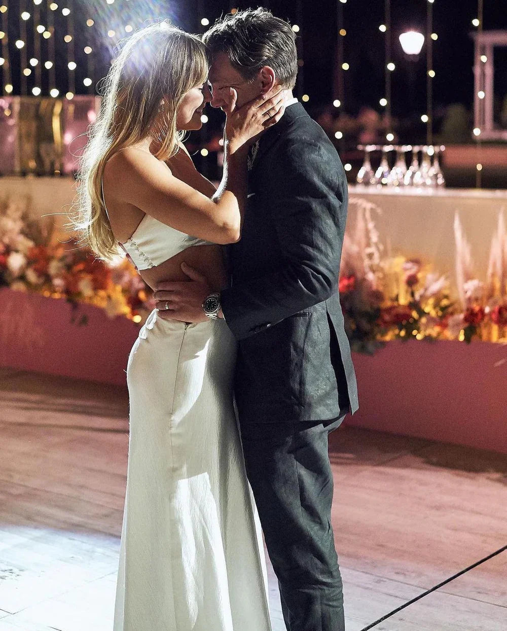 Two Piece A Line Sweetheart Satin Wedding Dresses