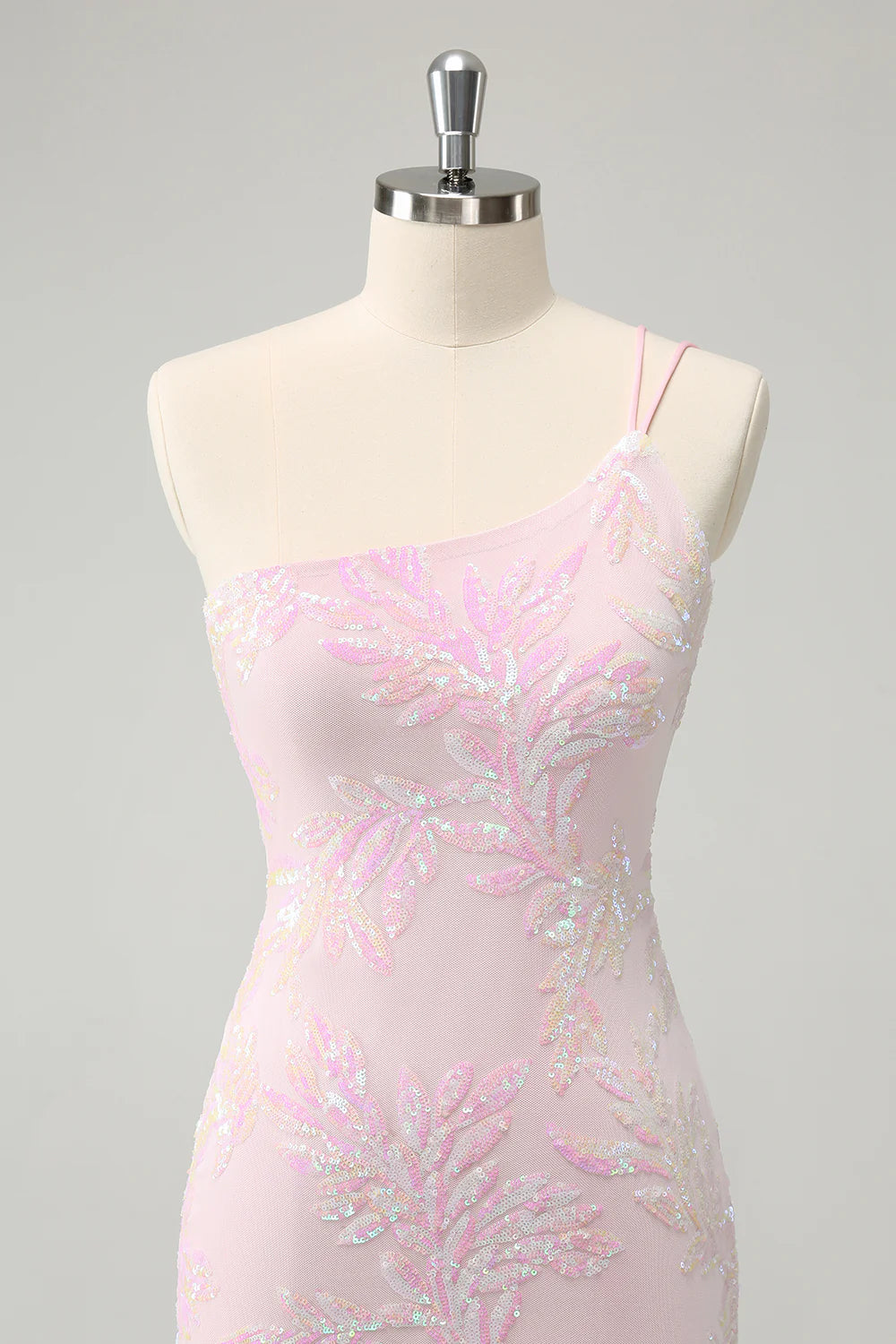 Sparkly Bodycon One Shoulder Sequins Homecoming Dress with Embroidery