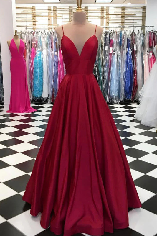 V neck long prom dress