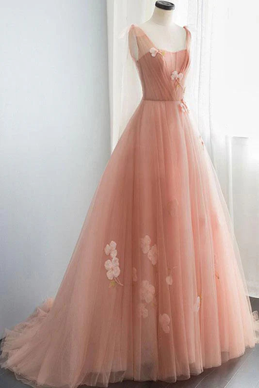 Tulle long prom dress