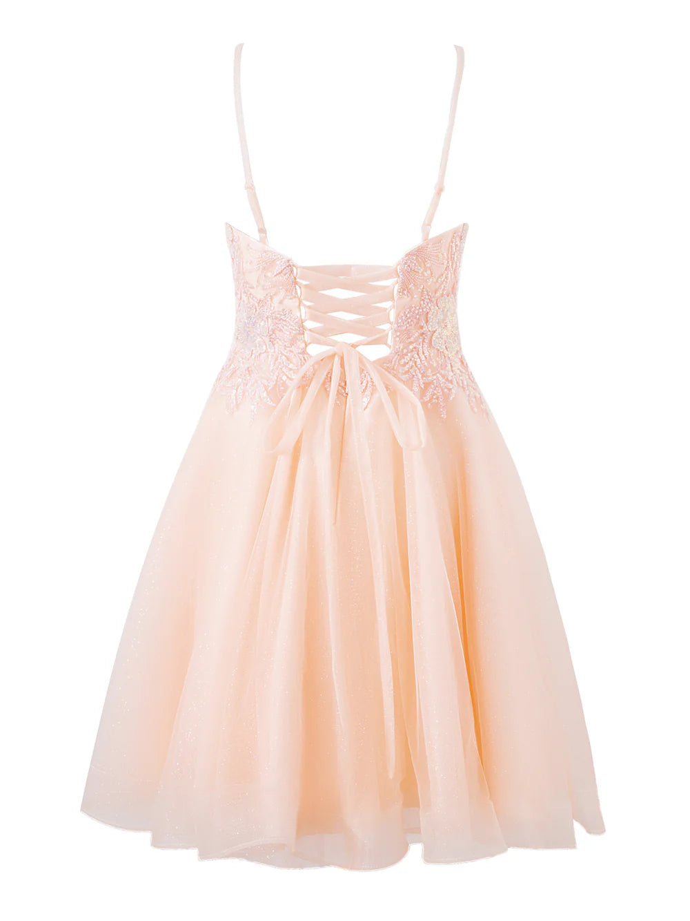A-line Corset Applique Tulle Bow Straps sweep train Long Prom Dress Homecoming Dresses